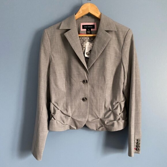 NWT Pink Tartan Grey Ruffle Blazer - Picture 1 of 4